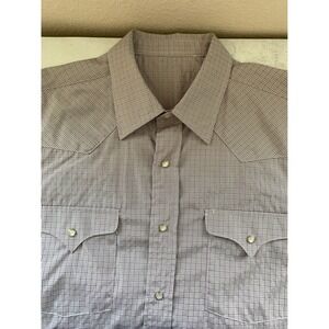 Westmoor Pearl Snap Western Shirt‎ Mens L 16/34 Purple Gray Plaid Check